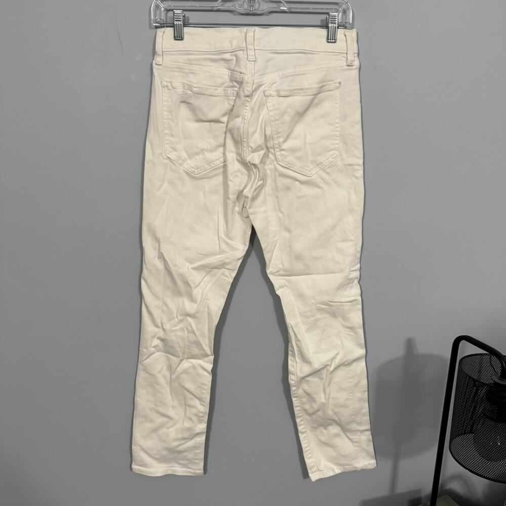 GAP Denim White Distressed Jeans Slim Straight Women's Size 27 Regular / Size 4 - Picture 6 of 12